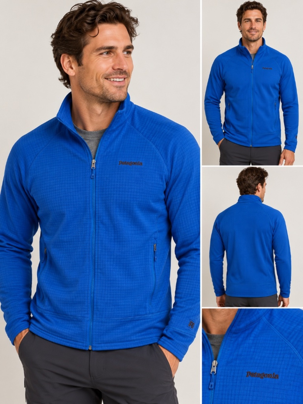 Mens Patagonia Royal Blue Waffle Fleece Regulator Jacket size Large